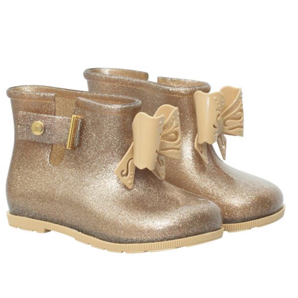 Mini Melissa Sugar Rain Fairy Boots Gold Glitter